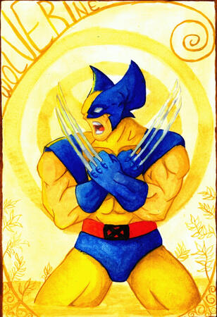 Wolverine técnica en acuarelas